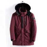 Men's mid-length hooded jacket-Wine Red-2