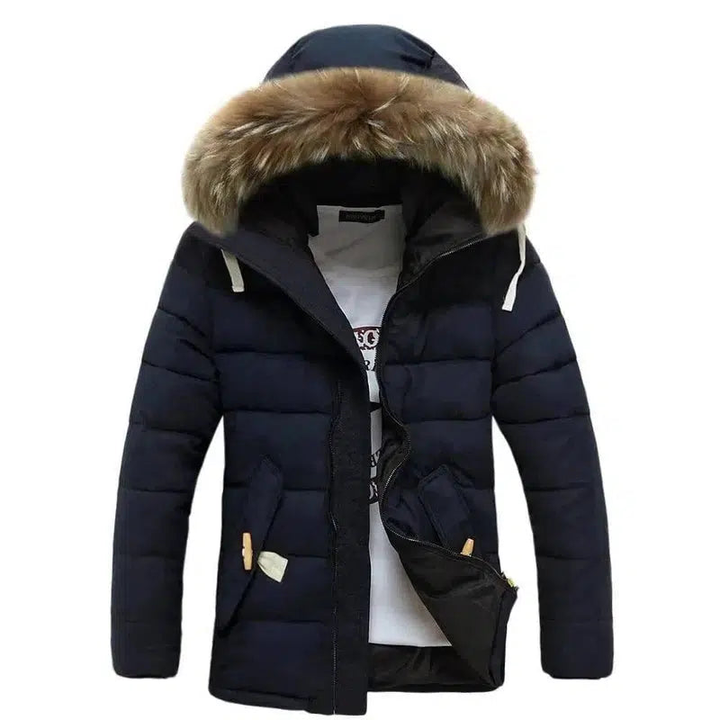 Hooded Insulated Winter Jacket for Men-Blue-5