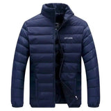 Men's Stand-up Collar Down Jacket, Large Size Short Down-Blue-2