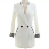 Women's Tailored Blazer and Trousers Set-White-2