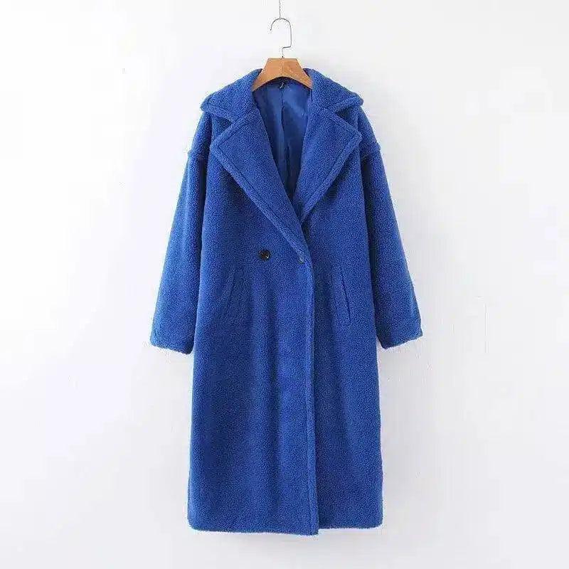 Women's Faux Fur Winter Coat-Blue-4