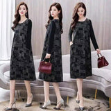 Floral Print Long Sleeve Midi Dress-Black matrix-3