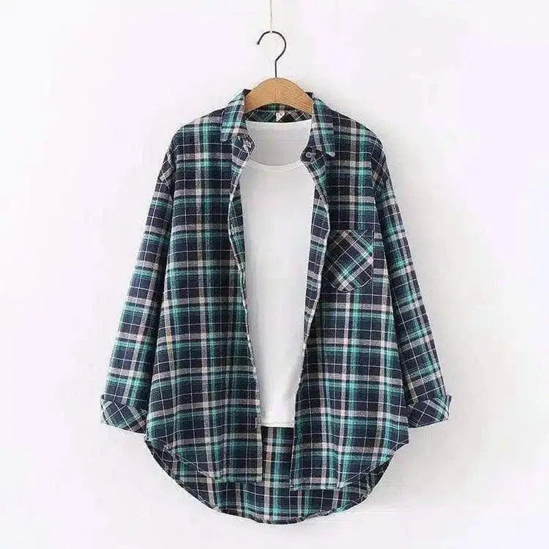 LOVEMI - Lovemi - Plaid Shirt Women'S Long-Sleeved Loose Shirt