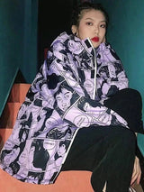 LOVEMI - Lovemi - Portrait comic print coat hooded cotton jacket