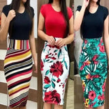 Printed Office Midi Pencil Dress Large Women Dress-2