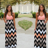 LOVEMI - Lovemi - Printed Waves Stripe Long Skirt Dress