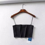 Womens Spaghetti Strap Crop Tops-Black-6