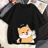 Cute Cartoon Dog Graphic Tee for Casual Wear-Black-7