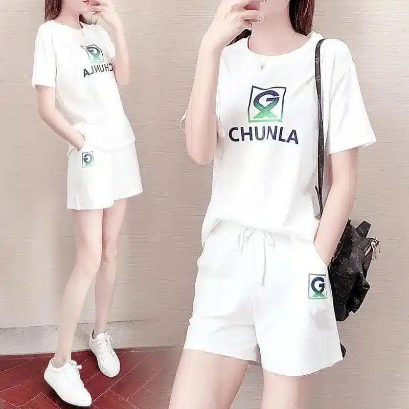 LOVEMI - Lovemi - Pure Cotton Sports Suit Sleeve Shorts Casual