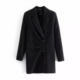 Woman's Double-Breasted Blazer Dress-Black-2