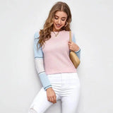 Round Neck Top Hollow Pullover Sweater-Pink-1