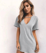 LOVEMI - Lovemi - sexy deep V short-sleeved T-shirt loose casual