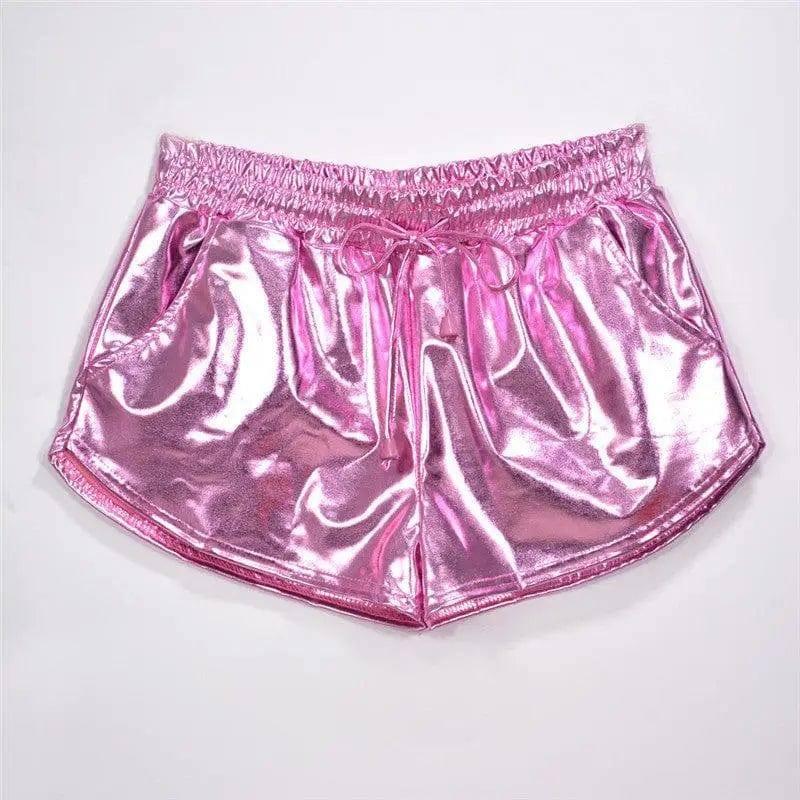 Shiny metallic casual booties shorts-Lavender-16