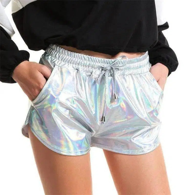 Shiny metallic casual booties shorts-2