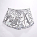 Shiny metallic casual booties shorts-Silver-6