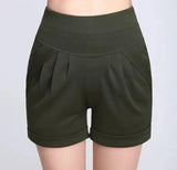 Shorts Chiffon Women Cotton Casual-ArmyGreen-19