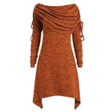 Women's Long Sleeve Asymmetrical Dress-Orange-8