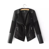 LOVEMI - Lovemi - Spliced Faux Leather Suede Jacket Women Black Moto