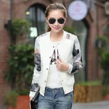 Floral Print Women's Casual Jacket-white-1