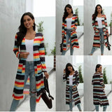 LOVEMI - Lovemi - Striped Print Long-Sleeved Cardigan Jacket Women