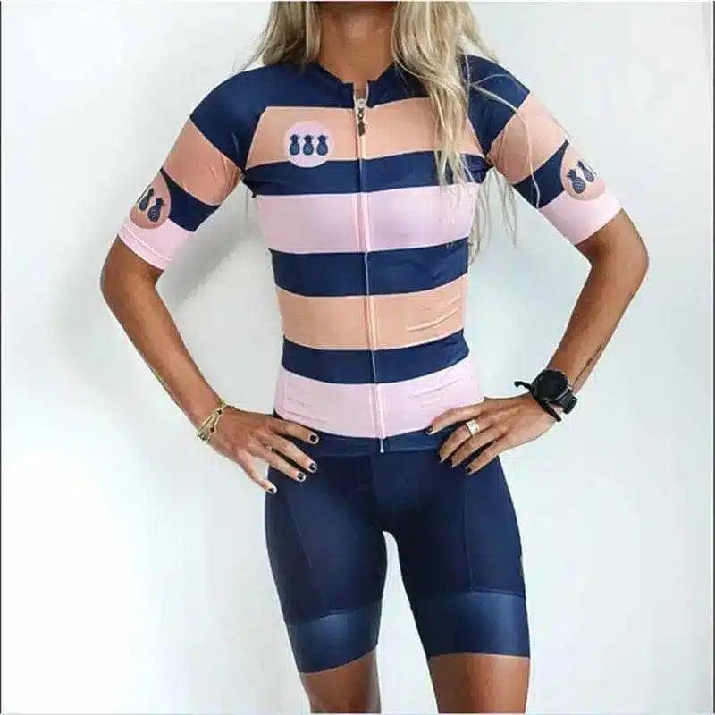 Women's Zippered Cycling Jersey & Shorts Set-2style-5