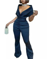 Elegant V-Neck Jumpsuit with Flared Pants-1