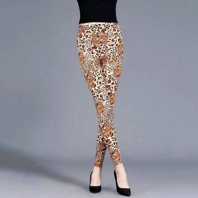 Thin cropped cotton leggings-Leopard-13