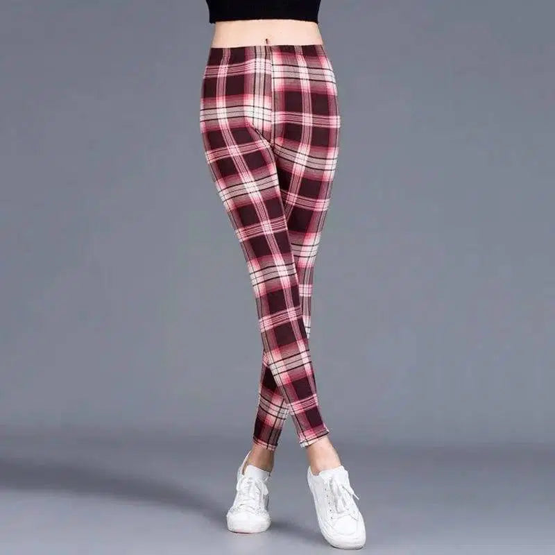 Thin cropped cotton leggings-Wine Red-2