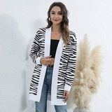 Tie-dye Christmas Leopard Print Knitted Cardigan Jacket-Zebra print-20