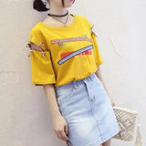 Women's Cut-Out Sleeve Casual Top-Yellow-2