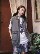 Tooling denim vest-Black-2