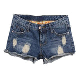 Torn Denim Shorts For Women-Lightblue-9