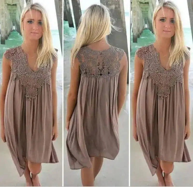 Upgrade Your Look with Our Chiffon Sleeve Dress -Brown-78