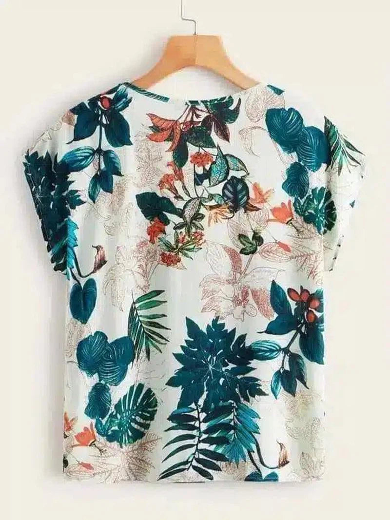 Floral Print Casual Summer T-Shirt-1