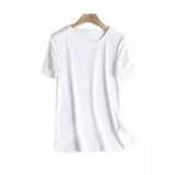 LOVEMI - Lovemi - V-neck mercerized cotton T-shirt