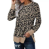 Women's Leopard Print Casual Top-Brown-2