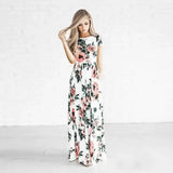 Women's Flower Printing Maxi Dress-White-17