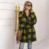 LOVEMI - Lovemi - Women's Long-sleeved Plaid Print Mid-length Shirt