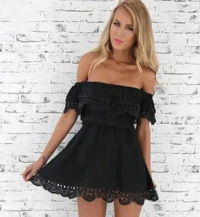 Women's Off Shoulder Lace Dress-5