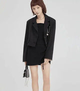 Chic Black Suit Jacket for Ladies-1