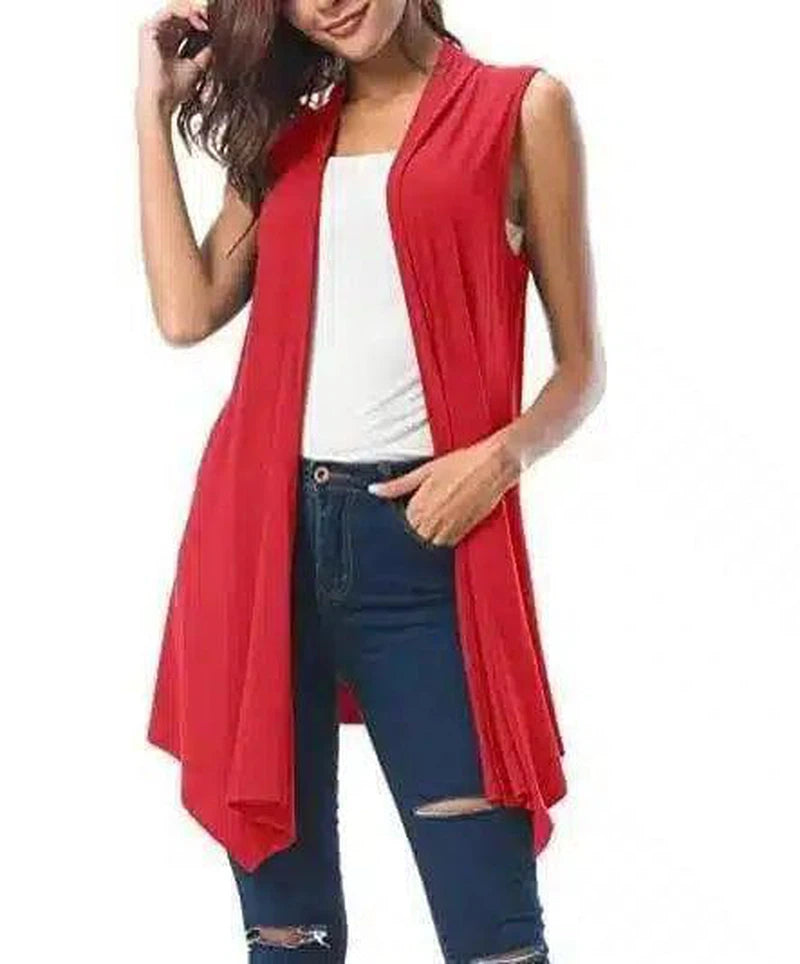 Sleeveless Lightweight Women's Fashion Vest-Red-3