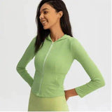 Womens Fitted Zip-Up Casual Jacket-Green-4