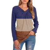 Women's Long Sleeve Crossover Top-Royal blue-5