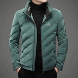 Youth down jacket short padded lapels keep warm trend-Green-3