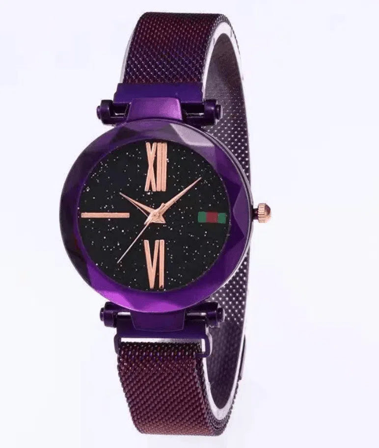 Luxury Women Watches Ladies Clock Magnet Buckle Starry Diamond Geometric Surface Quartz Wristwatch-16