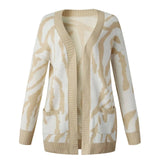 Medium length cardigan sweater coat-Khaki-2