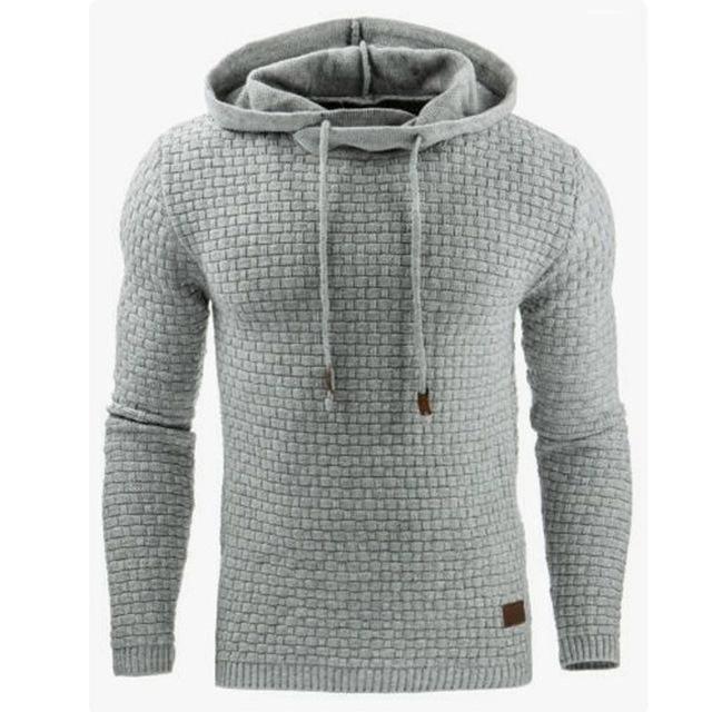 Men's Jacquard Sweater Long-sleeved Hoodie Warm Color Hooded Sweatshirt Jacket Beige / 5XL-Light Grey-11