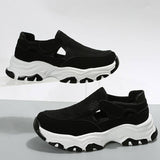 Mesh Sport Shoes Women Fashion Outdoor Flat Heel Round Toe-Black-12