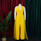 Stitching Fashion Plus Size European And American Jumpsuit-Yellow-6