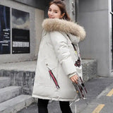 Mid-length Large Fur Collar Down Coat Plus Size Korean-5